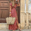 Women's Boho Tie Waist Slit Maxi Dress