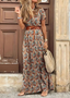 Women's Boho Tie Waist Slit Maxi Dress