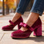 Women's Bow Strap Platform Mary Jane Heels