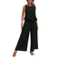 Women's Summer Ruffle Hem Sleeveless Top Wide Leg Pants Set