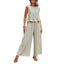Women's Summer Ruffle Hem Sleeveless Top Wide Leg Pants Set