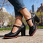 Women's Brogue T-Strap Mary Jane Heels