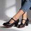 Women's Brogue T-Strap Mary Jane Heels