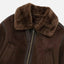Women’s Brown Faux Fur Collar Cotton Bomber Jacket