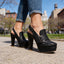 Women's Buckle Detail Platform Block Heel Slingback Sandals