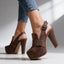Women's Buckle Detail Platform Block Heel Slingback Sandals
