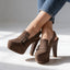 Women's Buckle Detail Platform Block Heel Slingback Sandals
