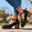 Women's Buckle T-Strap Lug Sole Mary Jane Heels