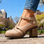 Women's Buckle T-Strap Lug Sole Mary Jane Heels