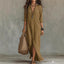 Women's Button Front Collared Shirt Maxi Dress