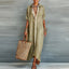 Women's Casual Button Down Collared Roll Sleeve Maxi Dress