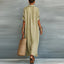 Women's Casual Button Down Collared Roll Sleeve Maxi Dress