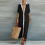 Women's Casual Button Down Collared Roll Sleeve Maxi Dress