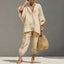 Women's Casual V-Neck Oversized Top Jogger Pants Two Piece Set