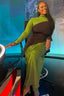 Women’s Chic Colorblock Turtle Neck Maxi Dress