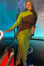 Women’s Chic Colorblock Turtle Neck Maxi Dress