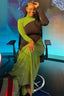 Women’s Chic Colorblock Turtle Neck Maxi Dress