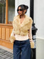 Women’s Chic Cropped Faux Fur Collar Jacket