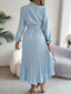Women's Chic Pleated Wedding Guest Midi Dress with Belted Waist