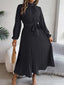 Women's Chic Pleated Wedding Guest Midi Dress with Belted Waist