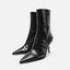 Women's Black Pointed-Toe Stiletto Ankle Boots