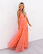 Women's Vibrant Deep V-Neck Orange Summer Maxi Dress