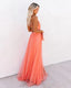 Women's Vibrant Deep V-Neck Orange Summer Maxi Dress