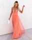 Women's Vibrant Deep V-Neck Orange Summer Maxi Dress