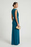 Women's Formal Deep V-Neck Ruched Sleeveless Fitted Maxi Dress
