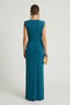 Women's Formal Deep V-Neck Ruched Sleeveless Fitted Maxi Dress
