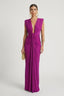 Women's Formal Deep V-Neck Ruched Sleeveless Fitted Maxi Dress