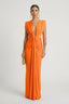 Women's Formal Deep V-Neck Ruched Sleeveless Fitted Maxi Dress