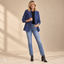Women's Double-Breasted with Notch Lapels and Ribbed Sleeves Blazer
