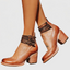 Women's Double Buckle Stacked Heel Sandals