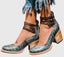 Women's Double Buckle Stacked Heel Sandals