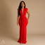 Women's Draped Deep V-Neck Sleeveless Bodycon Maxi Dress