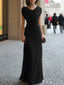 Women's Draped Neck Ruched Maxi Dress