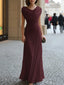 Women's Draped Neck Ruched Maxi Dress
