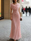 Women's Draped Neck Ruched Maxi Dress