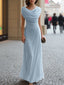 Women's Draped Neck Ruched Maxi Dress