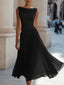 Women's Draped Neck Sleeveless Low Back Wedding Guest Midi Dress