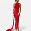 Women's Chic Backless Scarf Tie Evening Dress