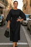 Women’s Elegant Bell Sleeves Belted Midi Dress