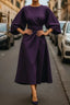 Women’s Elegant Bell Sleeves Belted Midi Dress