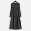 Women's Chic Black Floral Long Sleeve Midi Dress