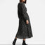 Women's Chic Black Floral Long Sleeve Midi Dress