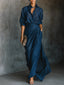 Women's Elegant Button-Up Shirt Maxi Skirt Set