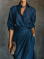 Women's Elegant Button-Up Shirt Maxi Skirt Set