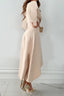 Women’s Elegant Long Sleeve V-Neck Wrap Midi Slit Dress