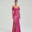 Women's Elegant Off-Shoulder Sequined Formal Evening Gown Maxi Dress